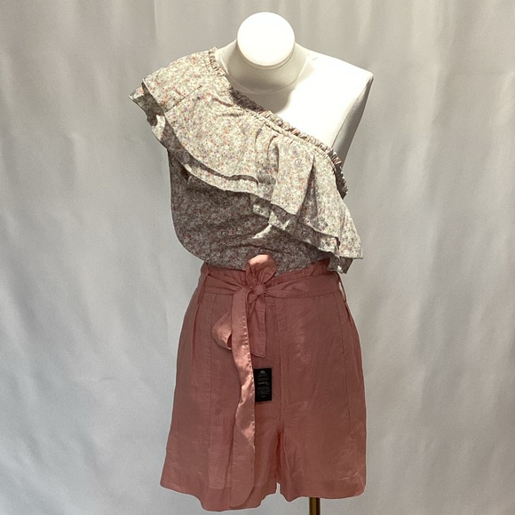 6. Lauren by Ralph Lauren Coral Linen Shorts NWT Size 16 - Picture 2 of 8